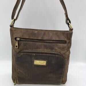 Levogue Brown Distressed Leather Crossbody Purse